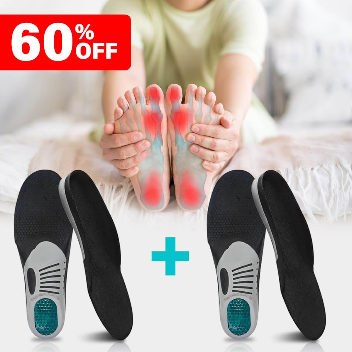 SoleRelief™ Comfortable Orthopedic Insoles for Pain Relief, Plantar Fasciitis, Flat Feet and Arch Support