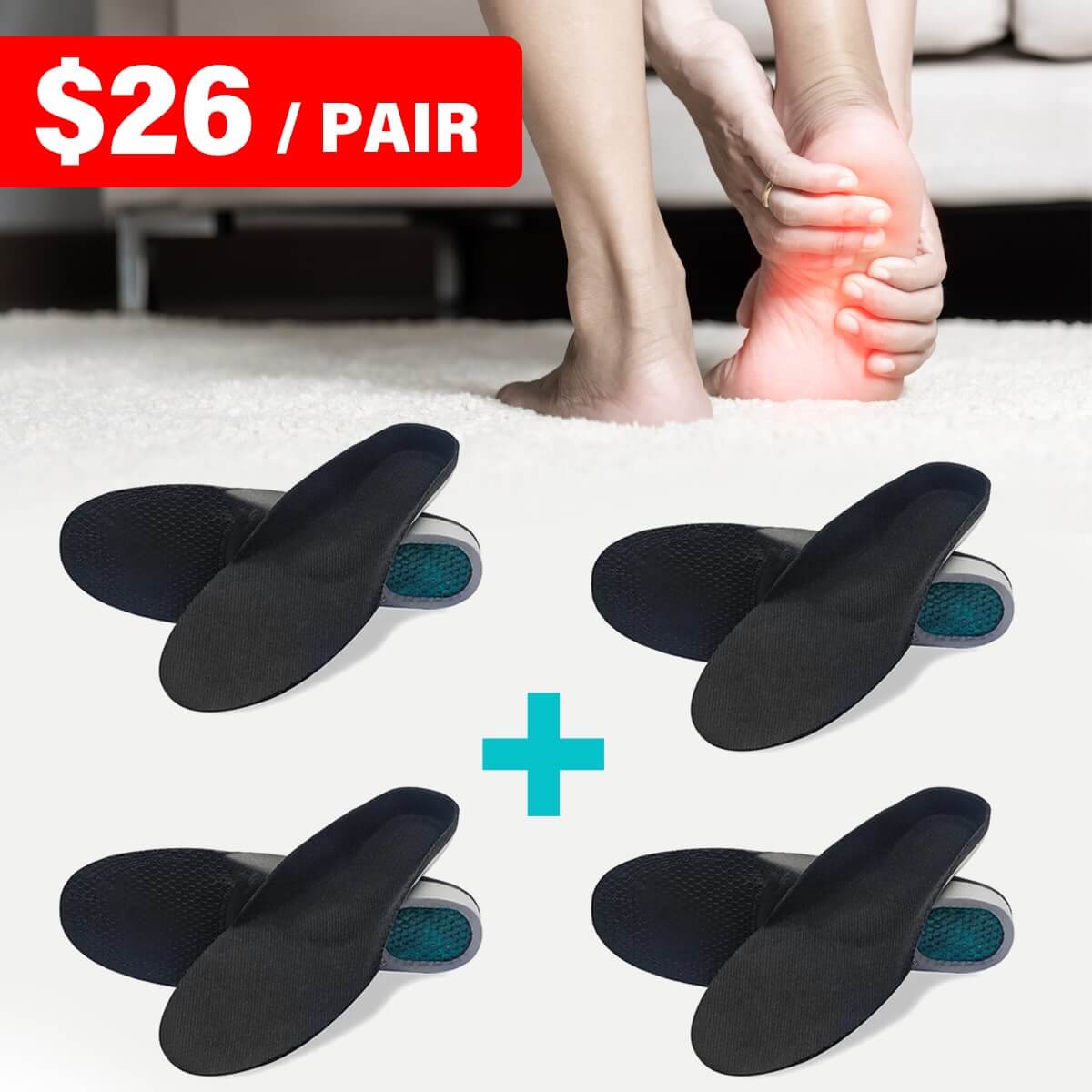 SoleRelief™ Comfortable Orthopedic Insoles for Pain Relief, Plantar Fasciitis, Flat Feet and Arch Support