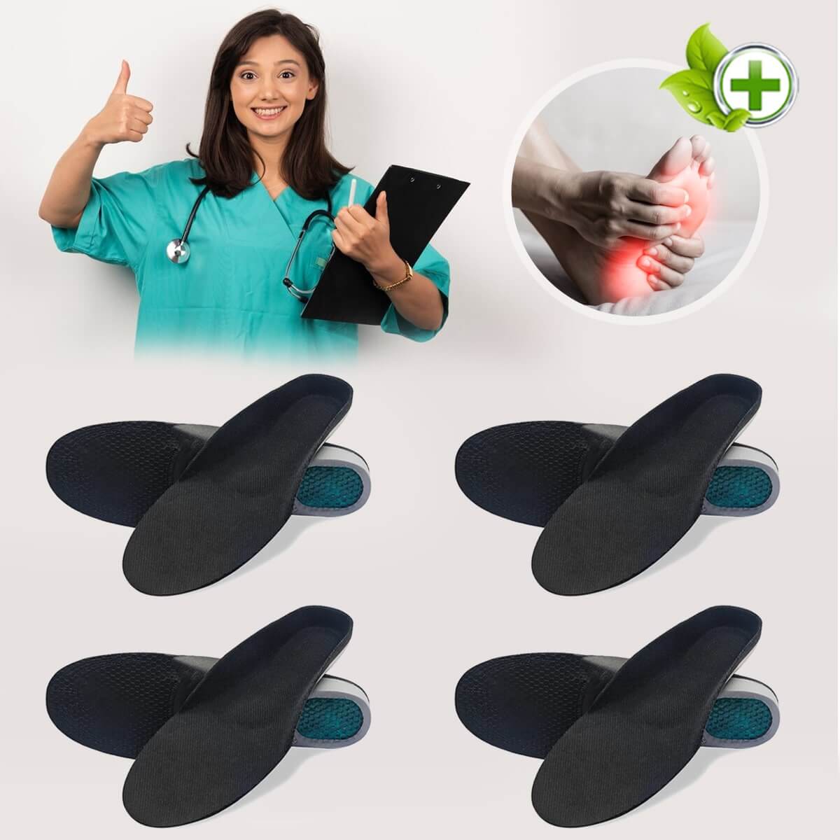 SoleRelief™ Comfortable Orthopedic Insoles for Pain Relief, Plantar Fasciitis, Flat Feet and Arch Support