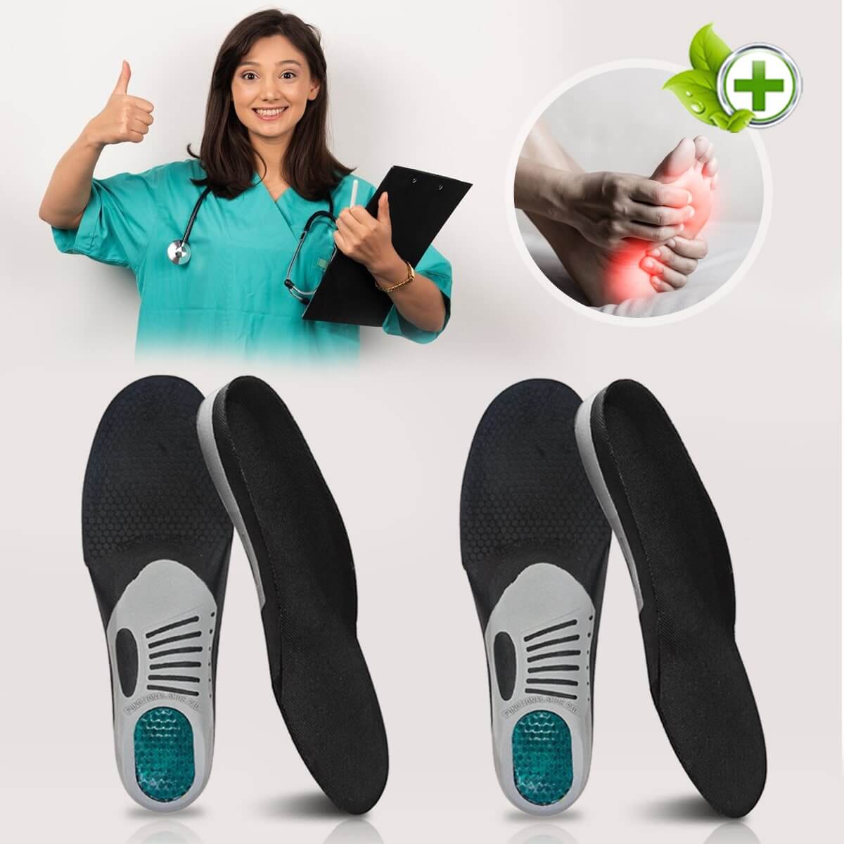 SoleRelief™ Comfortable Orthopedic Insoles for Pain Relief, Plantar Fasciitis, Flat Feet and Arch Support